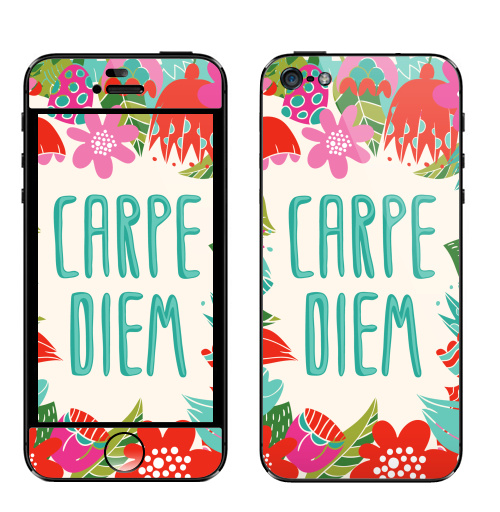 Наклейка на Телефон Apple iPhone 5 Carpe Diem,  купить в Москве – интернет-магазин Allskins, надписи на английском, цитаты, цветы, природа, романтика