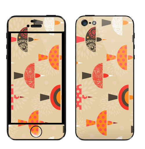 Наклейка на Телефон Apple iPhone 5 Cute birds,  купить в Москве – интернет-магазин Allskins, графика, красота, лес, лето, природа, птицы, романтика, детские, необычный