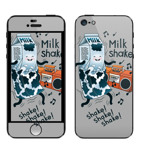 Наклейка на Телефон Apple iPhone 5 MilkShake!,  купить в Москве – интернет-магазин Allskins, музыка, еда, ноты, танцы, коктейль, молочный
