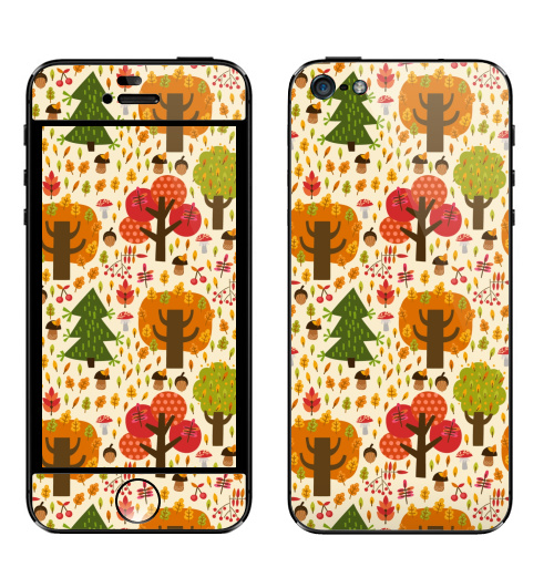 Наклейка на Телефон Apple iPhone 5 Autumn,  купить в Москве – интернет-магазин Allskins, красота, лес, мило, осень, паттерн, природа, яркий