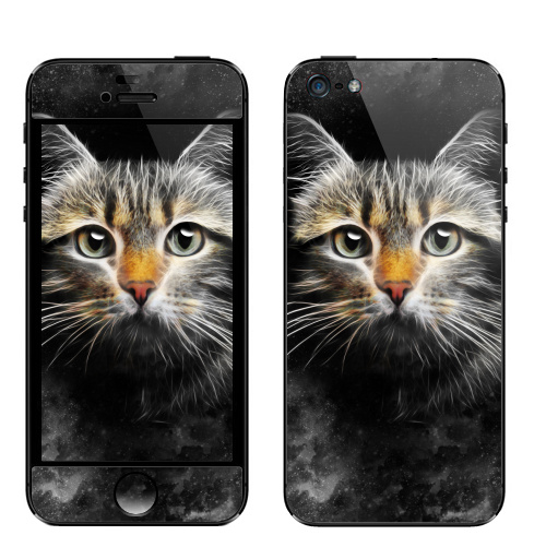 Наклейка на Телефон Apple iPhone 5 Кот,  купить в Москве – интернет-магазин Allskins, кошка, глаз, звезда, космос