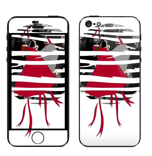 Наклейка на Телефон Apple iPhone 5 Red riding hoooood,  купить в Москве – интернет-магазин Allskins, волк, девушка, красный, лес, серый, сказки, собаки
