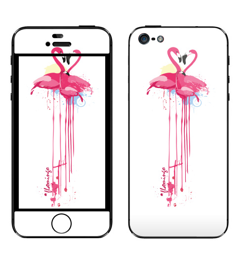 Наклейка на Телефон Apple iPhone 5 Фламинго ,  купить в Москве – интернет-магазин Allskins, мода, любовь, фламинго, птицы, розовый, для влюбленных, любофф