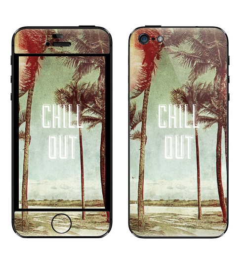 Наклейка на Телефон Apple iPhone 5 Chil! Out,  купить в Москве – интернет-магазин Allskins, винтаж, лето, природа, пальмы, текстура, чилл