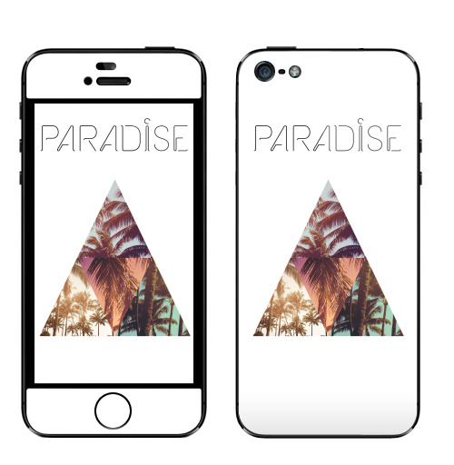 Наклейка на Телефон Apple iPhone 5 Paradise,  купить в Москве – интернет-магазин Allskins, треугольник, абстракция, природа, рай, хипстер, пальмы, текстура
