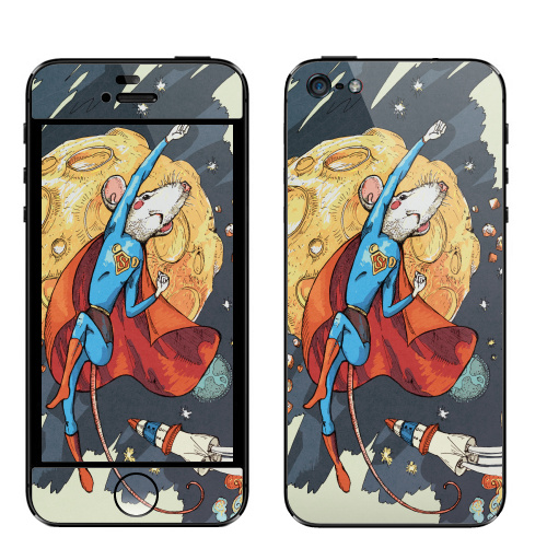 Наклейка на Телефон Apple iPhone 5 СуперМышь,  купить в Москве – интернет-магазин Allskins, летучая мышь, супермен, комиксы, космос, животные, мышь