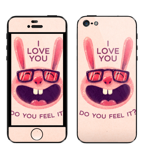 Наклейка на Телефон Apple iPhone 5 Влюбленный зая,  купить в Москве – интернет-магазин Allskins, заяц, животные, любовь, улыбка, сердце, хипстер, для влюбленных