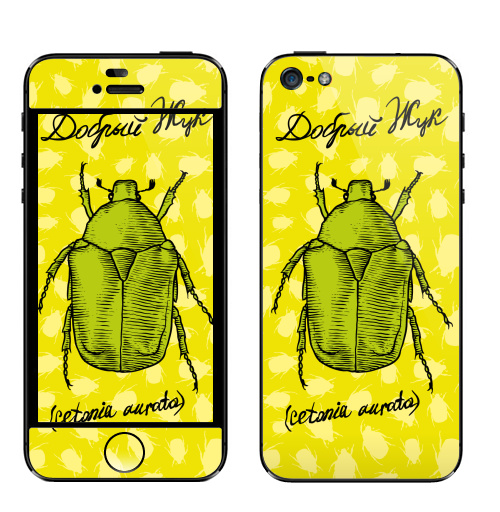 Наклейка на Телефон Apple iPhone 5 ДОБРЫЙ ЖУК,  купить в Москве – интернет-магазин Allskins, жук, насекомые, латынь, доброта, бронзовка
