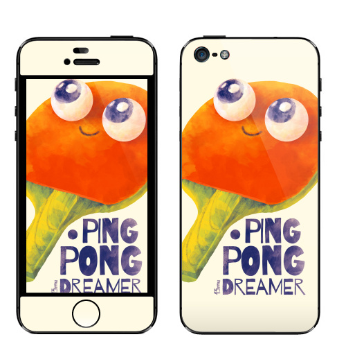 Наклейка на Телефон Apple iPhone 5 Пинг-понг дример,  купить в Москве – интернет-магазин Allskins, пинг-понг, гики, теннис, настольный теннис, мечта, футбол, ракетка