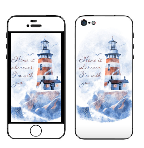 Наклейка на Телефон Apple iPhone 5 Маяк,  купить в Москве – интернет-магазин Allskins, морская, надписи, природа, дом, маяк, надписи на английском, 300 Лучших работ