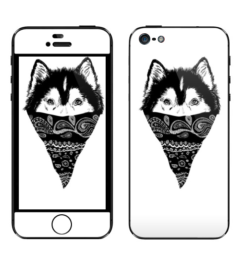 Наклейка на Телефон Apple iPhone 5 Пёс,  купить в Москве – интернет-магазин Allskins, крутые животные, собаки, персонажи, мафия, графика, белый, черный, животные, милые животные