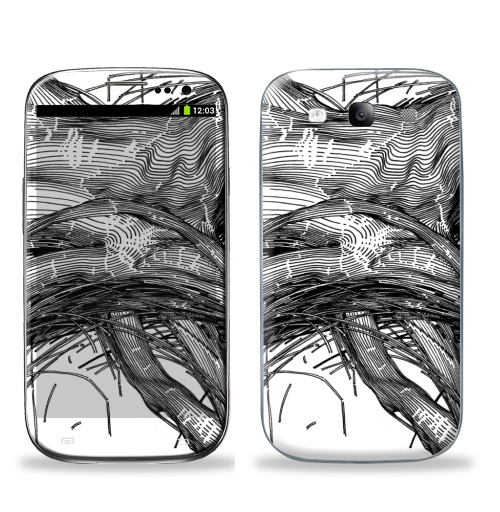Наклейка на Телефон Samsung Galaxy S3 (i9300) UNCOMBED,  купить в Москве – интернет-магазин Allskins, абстракция, графика, черный, черное и белое, черно-белое