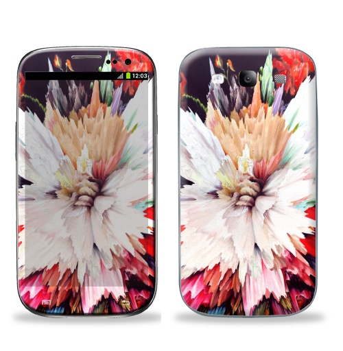 Наклейка на Телефон Samsung Galaxy S3 (i9300) Цветочный взрыв,  купить в Москве – интернет-магазин Allskins, цветы, взрыв, живопись, масло, холст, абстракция, красный
