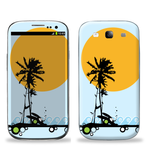 Наклейка на Телефон Samsung Galaxy S3 (i9300) Summertime,  купить в Москве – интернет-магазин Allskins, солнце, заяц, maryjane, лето, морская
