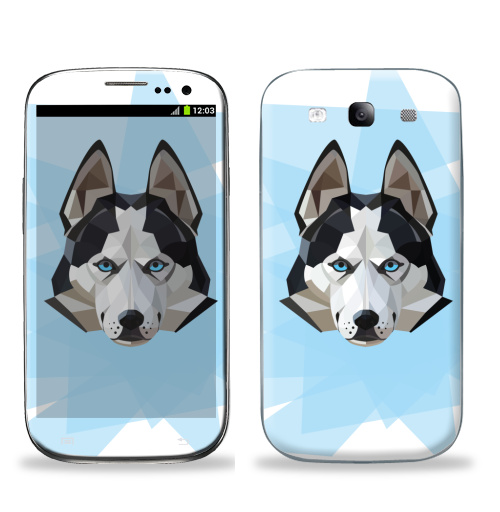 Наклейка на Телефон Samsung Galaxy S3 (i9300) Хаски лед,  купить в Москве – интернет-магазин Allskins, 300 Лучших работ, хаски, полигоны, собаки, животные, графика