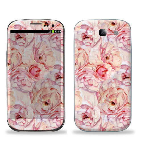 Наклейка на Телефон Samsung Galaxy S3 (i9300) Розы аромат,  купить в Москве – интернет-магазин Allskins, цветы, розовый, розы, узор, паттерн, винтаж, акварель