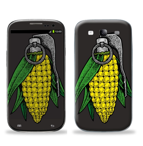 Наклейка на Телефон Samsung Galaxy S3 (i9300) Взрывная кукуруза,  купить в Москве – интернет-магазин Allskins, кукуруза, колхоз, взрыв, оружие, еда, яркий, дотворк, лемонка, лемон, оксюморон