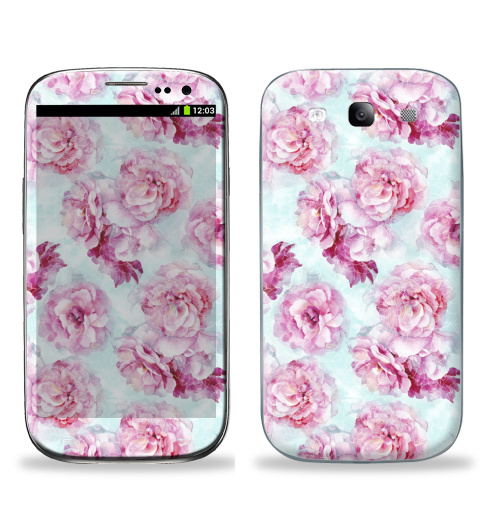 Наклейка на Телефон Samsung Galaxy S3 (i9300) Летние розы,  купить в Москве – интернет-магазин Allskins, цветы, цвет, узор, настроение, нежно, графика, художник, флора, весна