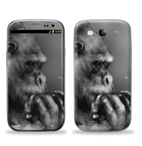 Наклейка на Телефон Samsung Galaxy S3 (i9300) Горилла,  купить в Москве – интернет-магазин Allskins, обезьяна, животные, космос