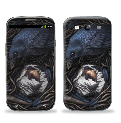 Наклейка на Телефон Samsung Galaxy S3 (i9300) Ворон-страж,  купить в Москве – интернет-магазин Allskins, ворона, сказки, тёмное