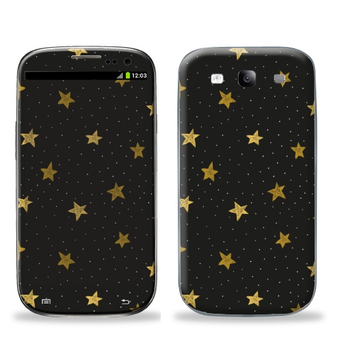 Наклейка на Телефон Samsung Galaxy S3 (i9300) Звездная пыль,  купить в Москве – интернет-магазин Allskins, полностьючерный, ЗОЛОТОЙ, астрология, небо, точки, паттерн, звезда