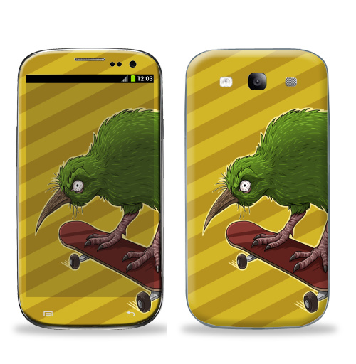 Наклейка на Телефон Samsung Galaxy S3 (i9300) Киви,  купить в Москве – интернет-магазин Allskins, птицы, скейтборд