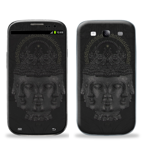 Наклейка на Телефон Samsung Galaxy S3 (i9300) Лики Будды,  купить в Москве – интернет-магазин Allskins, черно-белое, голова, графика, буддизм, магия, сакральное