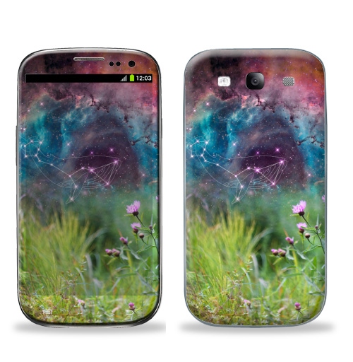 Наклейка на Телефон Samsung Galaxy S3 (i9300) Сон про кита и васильки,  купить в Москве – интернет-магазин Allskins, сон, васильки, фантазия, мечта, природа, галактика, цветы, киты, космос
