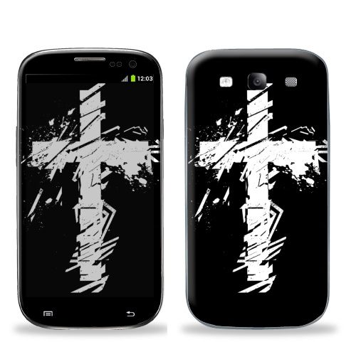 Наклейка на Телефон Samsung Galaxy S3 (i9300) Крест во всю грудь,  купить в Москве – интернет-магазин Allskins, черно-белое, татуировки, гранж, крест, христианство, святое, черный