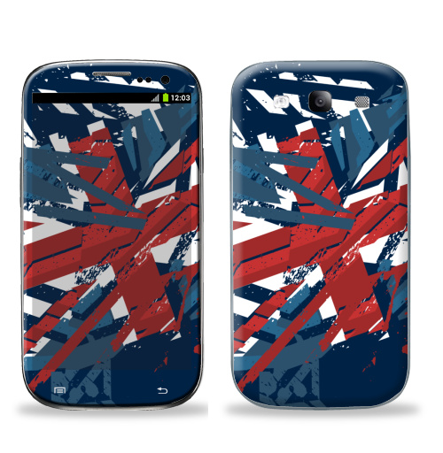 Наклейка на Телефон Samsung Galaxy S3 (i9300) Британский флаг, таки порвал,  купить в Москве – интернет-магазин Allskins, британский, флаг, гранж, синий, красный, белый, голубой, алый, Англия
