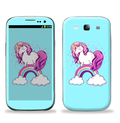 Наклейка на Телефон Samsung Galaxy S3 (i9300) Единорог на радуге ,  купить в Москве – интернет-магазин Allskins, милые животные, единорог, радуга, конфетти, салют, магия, мило, лошадь, животные, детские