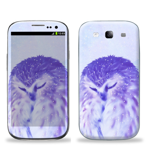 Наклейка на Телефон Samsung Galaxy S3 (i9300) Сова не спит, сова дремлет,  купить в Москве – интернет-магазин Allskins, акварель, птицы, зима, снег, сова