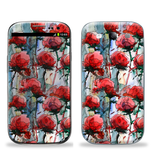 Наклейка на Телефон Samsung Galaxy S3 (i9300) Розы,  купить в Москве – интернет-магазин Allskins, графика, иллюстрации, композиция, цветы, фантазия, счастье