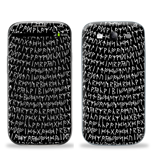 Наклейка на Телефон Samsung Galaxy S3 (i9300) Рунические круги,  купить в Москве – интернет-магазин Allskins, этно, Викинг, скандинавский, Кельты, кельтский, символы, знаки, магия, черно-белое