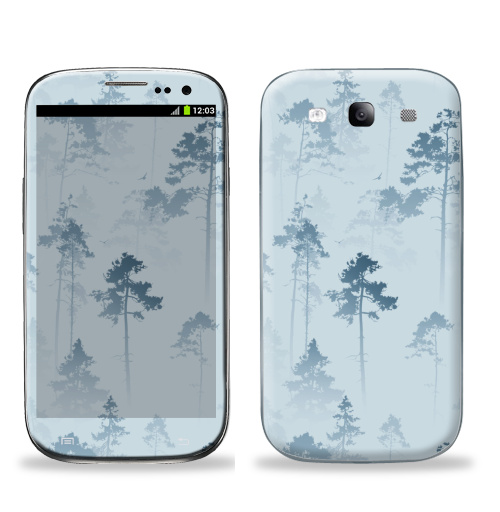 Наклейка на Телефон Samsung Galaxy S3 (i9300) Лес. Туман,  купить в Москве – интернет-магазин Allskins, лес, деревья, сосны, туман, птицы, природа, пейзаж, небо, полёт