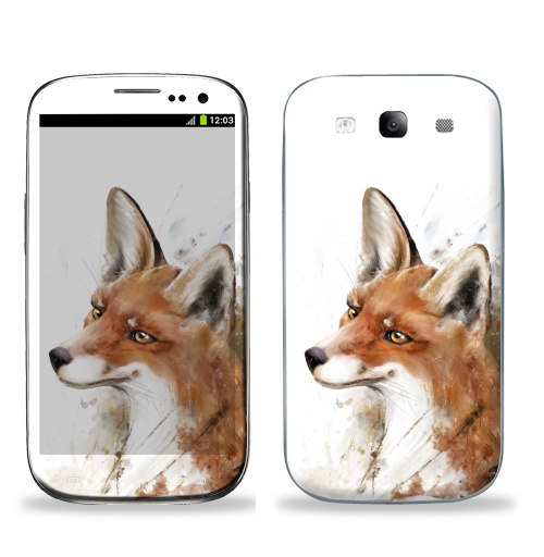 Наклейка на Телефон Samsung Galaxy S3 (i9300) Рыжая лиса,  купить в Москве – интернет-магазин Allskins, лиса, природа, оранжевый, акварель, животные