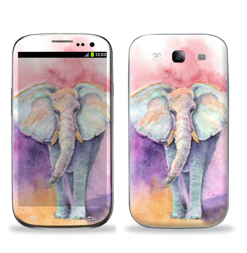 Наклейка на Телефон Samsung Galaxy S3 (i9300) Весенний слон,  купить в Москве – интернет-магазин Allskins, позитив, настроение, акварель, слоны, радость
