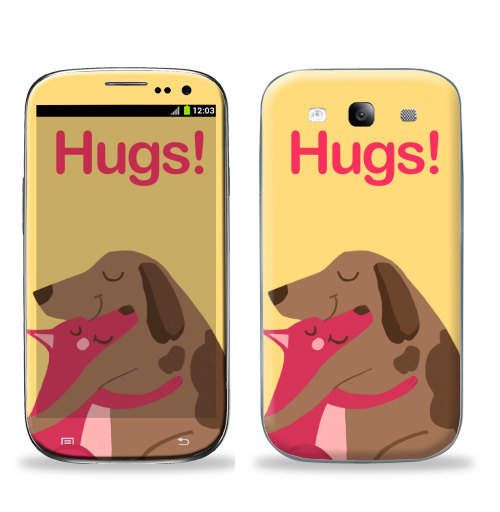 Наклейка на Телефон Samsung Galaxy S3 (i9300) Собаки-Обнимаки,  купить в Москве – интернет-магазин Allskins, любовь, собаки, обнимашки, обьятья