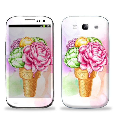 Наклейка на Телефон Samsung Galaxy S3 (i9300) Любителям мороженного,  купить в Москве – интернет-магазин Allskins, цветы, пион, мороженое, акварель, нежно, оксюморон