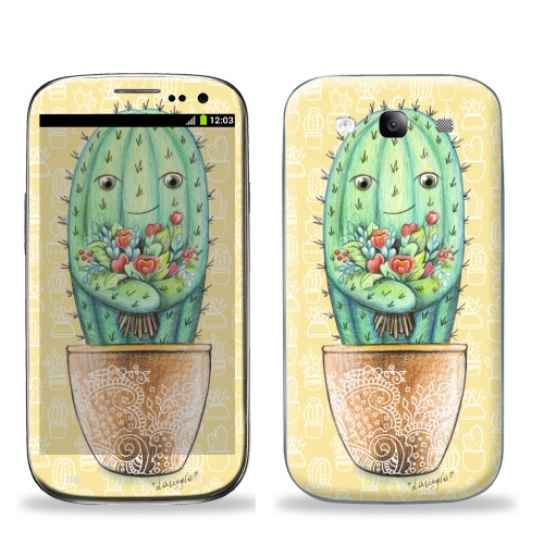 Наклейка на Телефон Samsung Galaxy S3 (i9300) Кактус с цветами,  купить в Москве – интернет-магазин Allskins, цветы, колючий, растение, зеленый, веселый, персонажи, конверт, посткроссинг