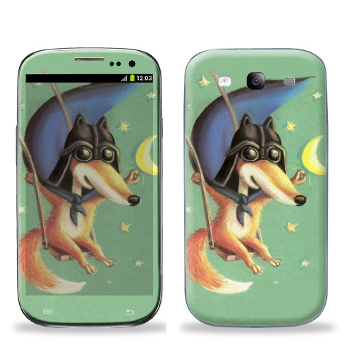 Наклейка на Телефон Samsung Galaxy S3 (i9300) Дарт Лис,  купить в Москве – интернет-магазин Allskins, крутые животные, лиса, космос, месяц, звезда, Дарт Вейдер