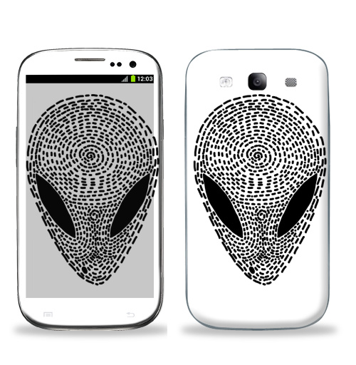 Наклейка на Телефон Samsung Galaxy S3 (i9300) УФО БЛЭК,  купить в Москве – интернет-магазин Allskins, одноцветный, инопланетяне, графика, космос, черно-белое