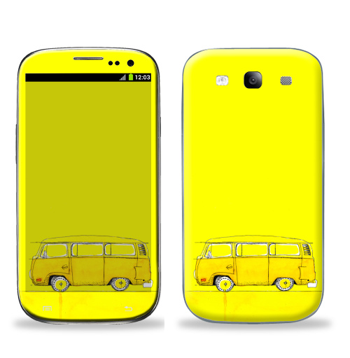 Наклейка на Телефон Samsung Galaxy S3 (i9300) Жёлтый Автобус,  купить в Москве – интернет-магазин Allskins, автомобиль, желтый, хиппи