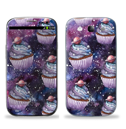 Наклейка на Телефон Samsung Galaxy S3 (i9300) Космический десерт,  купить в Москве – интернет-магазин Allskins, весна, девушке, акварель, розовый, космос, капкейк, вкусняшки