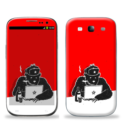 Наклейка на Телефон Samsung Galaxy S3 (i9300) Русский Хакер,  купить в Москве – интернет-магазин Allskins, черно-белое, прикол, интернет, гики, ноутбук, медведь, хакер, Россия