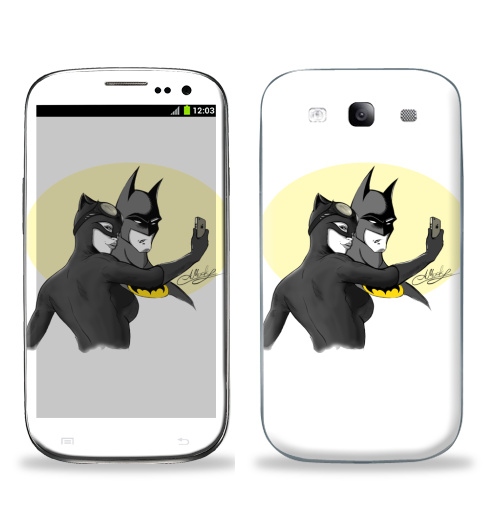 Наклейка на Телефон Samsung Galaxy S3 (i9300) Cелфи мышки и кошки,  купить в Москве – интернет-магазин Allskins, мышь, кошка, девушка, айфон, селфи, женщинакошка, Летучая_мышь