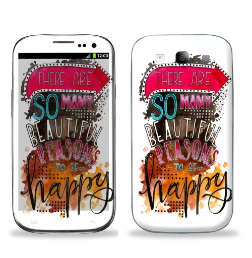 Наклейка на Телефон Samsung Galaxy S3 (i9300) Вдохновляющая фраза,  купить в Москве – интернет-магазин Allskins, акварель, типографика, надписи, счастье, фразы, надписи на английском, мотивация