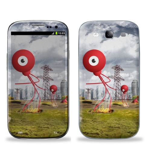 Наклейка на Телефон Samsung Galaxy S3 (i9300) ВОЙНА МИРОВ,  купить в Москве – интернет-магазин Allskins, пришелец, космос, военные, миров, герберт, уэлс, марсиане