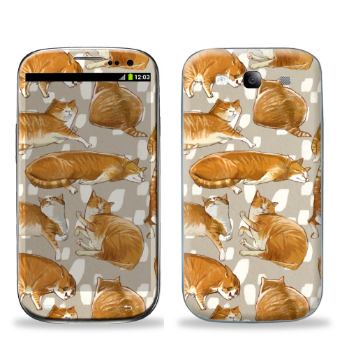 Наклейка на Телефон Samsung Galaxy S3 (i9300) Паттерн с рыжими котами,  купить в Москве – интернет-магазин Allskins, кошка, паттерн, животные, забавный, детские, рыжая