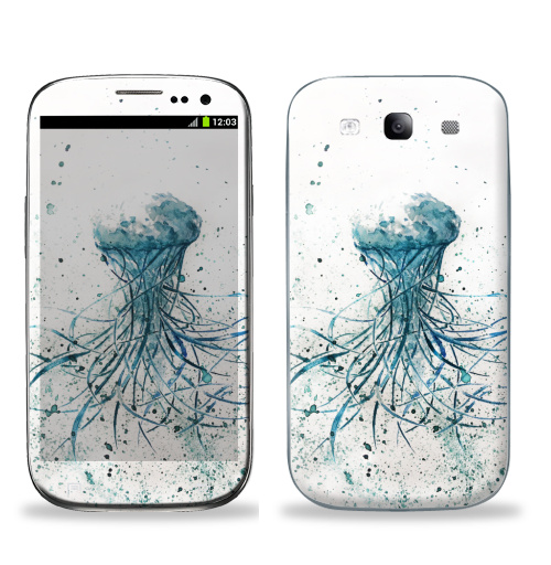 Наклейка на Телефон Samsung Galaxy S3 (i9300) Локоны волн,  купить в Москве – интернет-магазин Allskins, акварель, морская, океаны